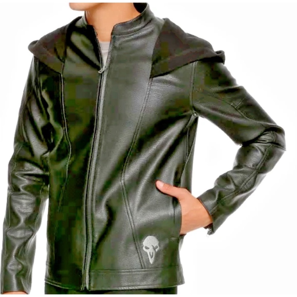 Overwatch Death Walks Among You Faux Leather Jacket Men's Size Small